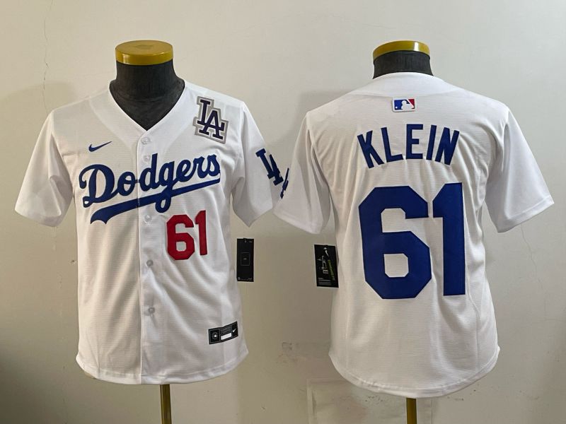 Youth 2025 Nike Los Angeles Dodgers #61 Klein White Game MLB Jersey 05->youth mlb jersey->Youth Jersey
